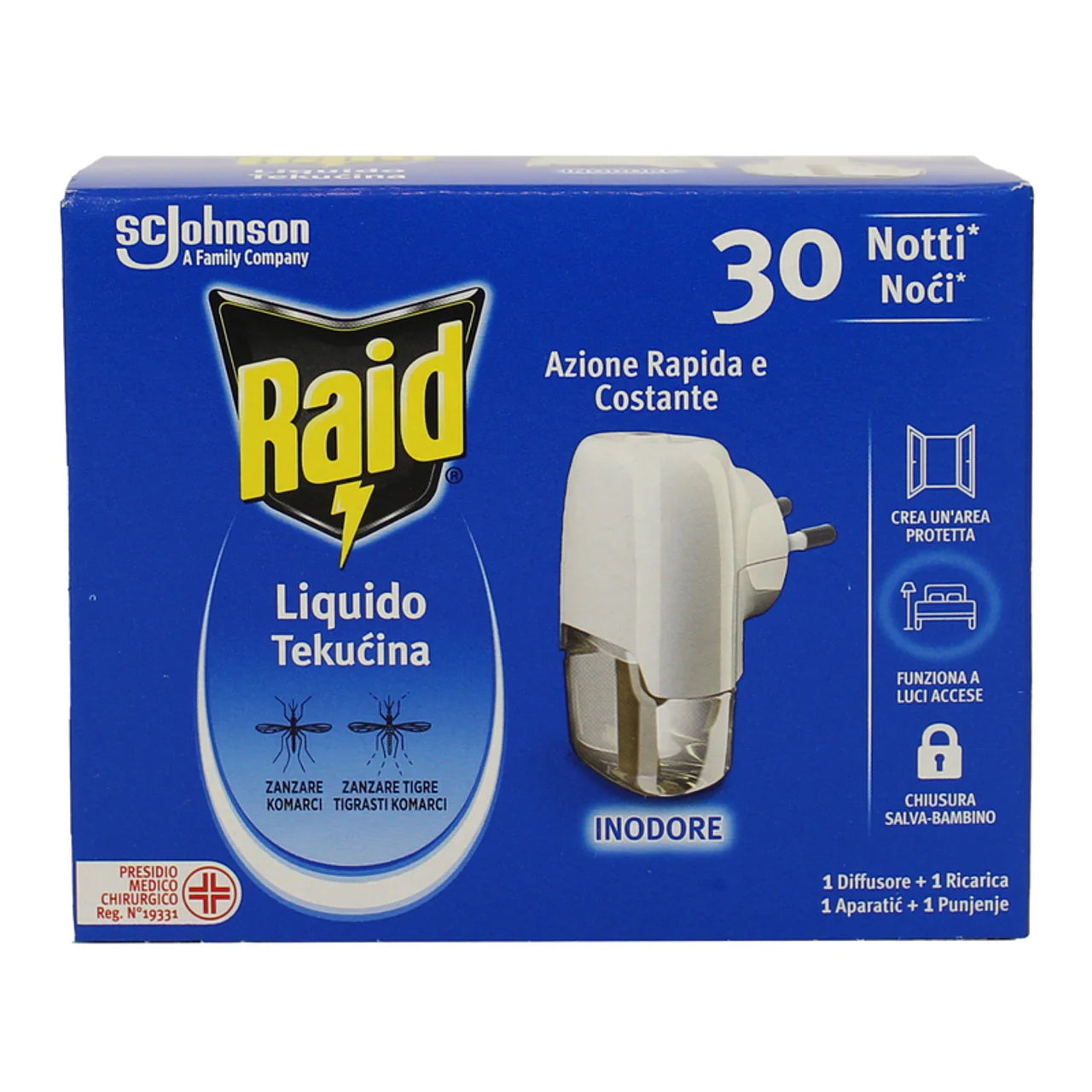 Raid Insetticida Diffusore + Ricarica Liquida 30 Notti