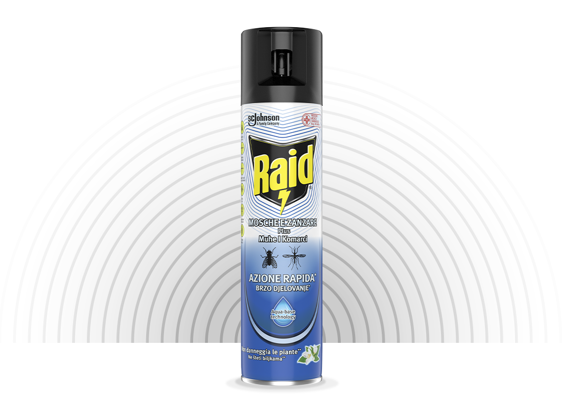 Raid Insektizidspray gegen Fliegen und Mücken plus Rapid Action Aqua-Base-Technologie 400 ml